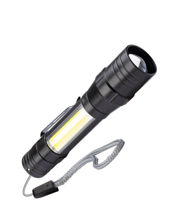 Фонарь аккумуляторный ручной LED 1Вт + COB 5Вт линза зум аккум. Li-ion 18650 1А.ч USB-шнур ABS-пластик КОСМОС KOS113Lit (584433)
