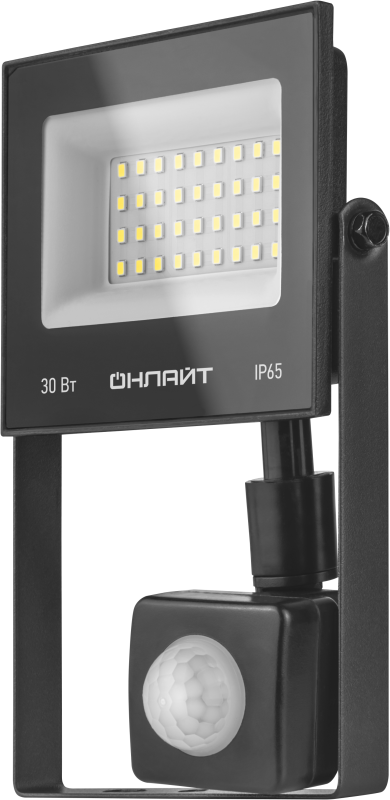 Прожектор светодиодный 61 984 OFL-02-30-4K-BL-IP65-LED-SNRA 30Вт 4000К IP65 2400лм с датчиком движения черн. ОНЛАЙТ 61984 (501272)