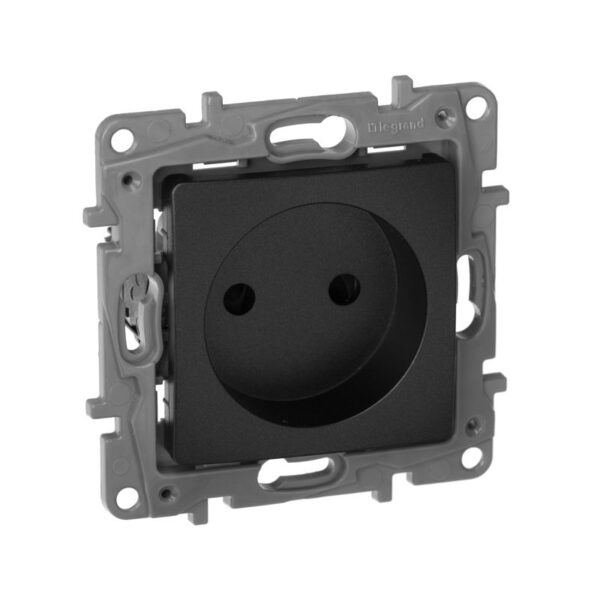 Розетка 1-м СП Etika 16А IP31 250В 2P без заземл. защ. шторки немецк. стандарт винтов. клеммы механизм антрацит IEK 672634 (1066925)