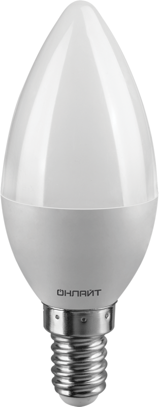 Лампа светодиодная 71 632 OLL-C37-8-230-2.7K-E14-FR 8Вт свеча 2700К тепл. бел. E14 800лм 176-264В ОНЛАЙТ 71632 (432467)