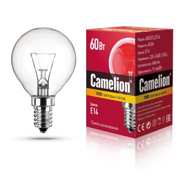 Лампа накаливания MIC D CL 60Вт E14 Camelion 8972 (247337)