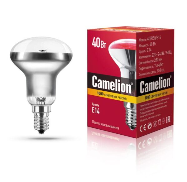 Лампа накаливания MIC R50 40Вт E14 Camelion 8977 (247315)