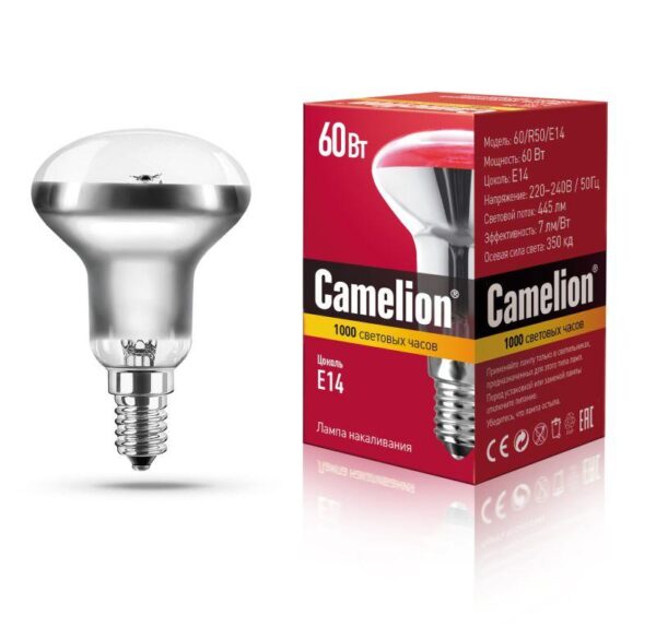 Лампа накаливания MIC R50 60Вт E14 Camelion 8978 (247316)
