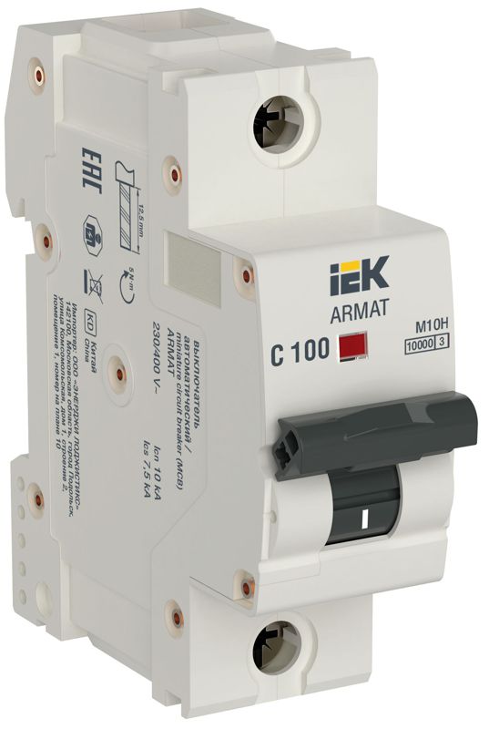 Выключатель автоматический модульный 1п C 100А M10H ARMAT IEK AR-M10H-1-C100 (1846121)