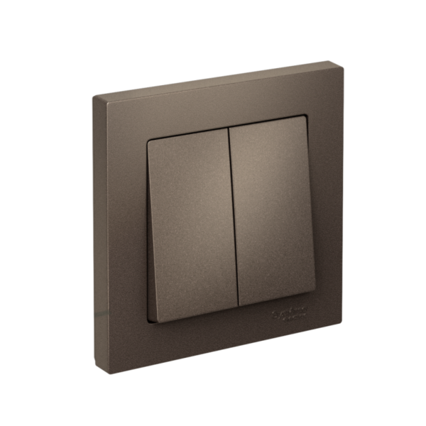 Выключатель 2-кл. СП AtlasDesign 10А IP20 (сх. 5) 10AX в сборе мокко SE ATN000652 (1240376)