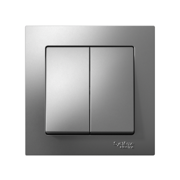 Выключатель 2-кл. СП AtlasDesign 10А IP20 (сх. 5) 10AX в сборе сталь SE ATN000952 (1240505)