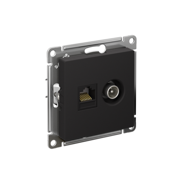 Розетка компьютерная + телевизионная 2-м AtlasDesign RJ45 кат.5E + TV механизм карбон SE ATN001089 (1240558)