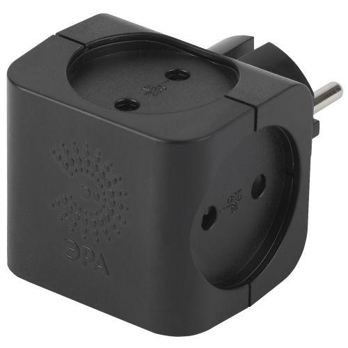 Разветвитель 4-м без заземл. 16А IP20 SP-4-B черн. Эра Б0008207 (457609)