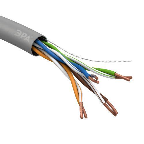 Кабель витая пара U/UTP кат.5E 4х2х24AWG solid CU PVC сер. (м) Эра Б0044429 (1408266)