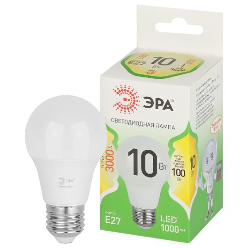 Лампа светодиодная GREEN LINE A60-10W-830-E27 GL 10Вт груша 3000К свет тепл. E27 Эра Б0067118 (1954438)