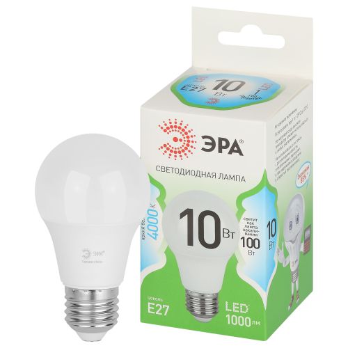 Лампа светодиодная GREEN LINE A60-10W-840-E27 GL 10Вт груша 4000К яркий свет бел. E27 Эра Б0067135 (1954439)