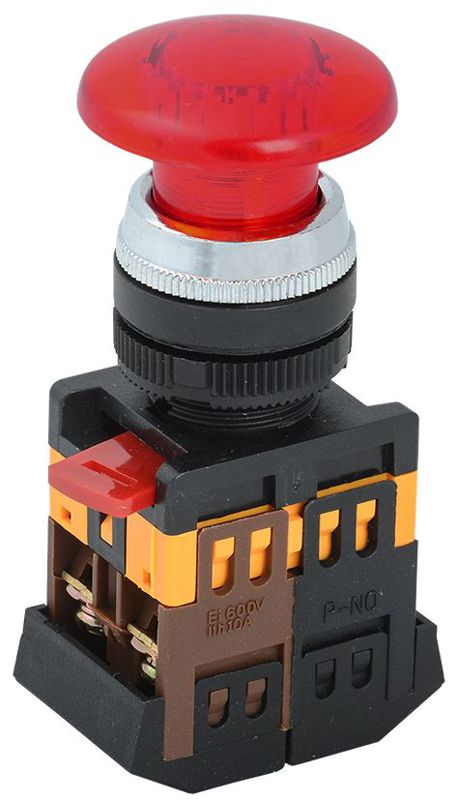 Кнопка "Грибок" AELA-22 d22мм 1з+1р 240В неон красн. IEK BBG20-AELA-K04 (53290)