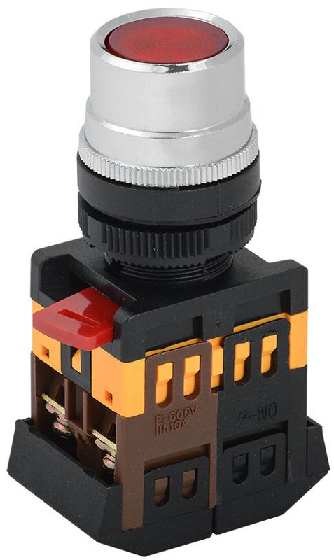 Кнопка ABLF-22 d22мм 1з+1р 240В неон красн. IEK BBT10-ABLF-K04 (45640)