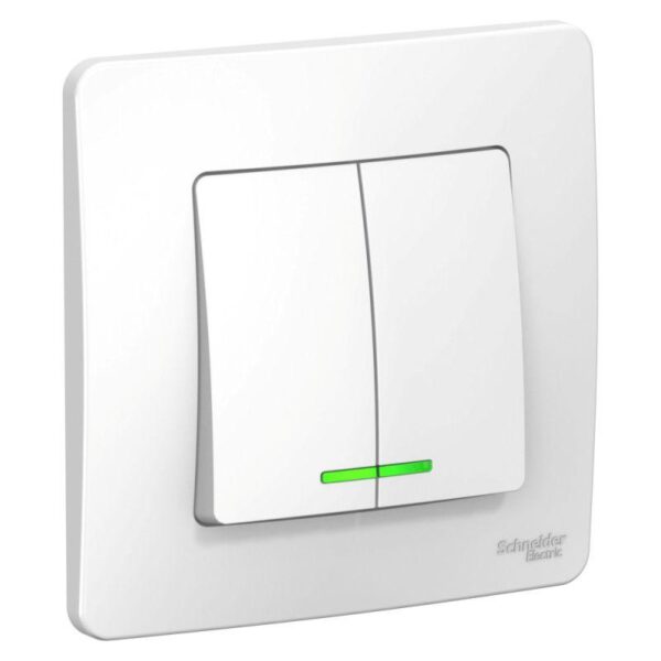 Выключатель 2-кл. СП Blanca 10А IP20 (сх. 5) 250В с подсветкой бел. SE BLNVS010511 (1210253)
