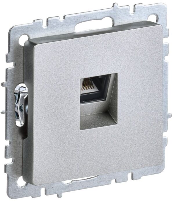 Розетка компьютерная СП RJ45 кат.5E BRITE РК10-БрА механизм алюм. IEK BR-K10-1-K47 (1617406)