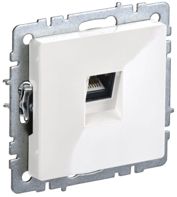 Розетка компьютерная СП RJ45 кат.6 BRITE РК11-БрБ механизм бел. IEK BR-K10-2-K01 (1617412)