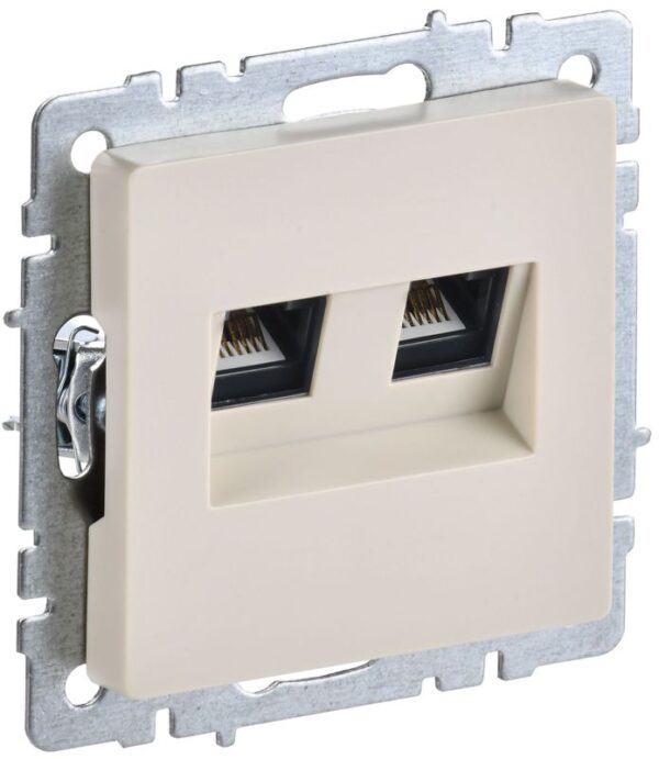 Розетка компьютерная двойн. СП RJ45 кат.5E BRITE РК10-2-БрКр механизм беж. IEK BR-K20-1-K10 (1623773)