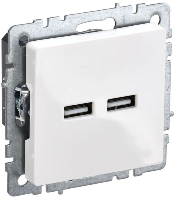 Розетка BRITE USB A+A 3.1А РЮ10-1-БрБ механизм бел. IEK BR-U21-D31-K01 (1679745)