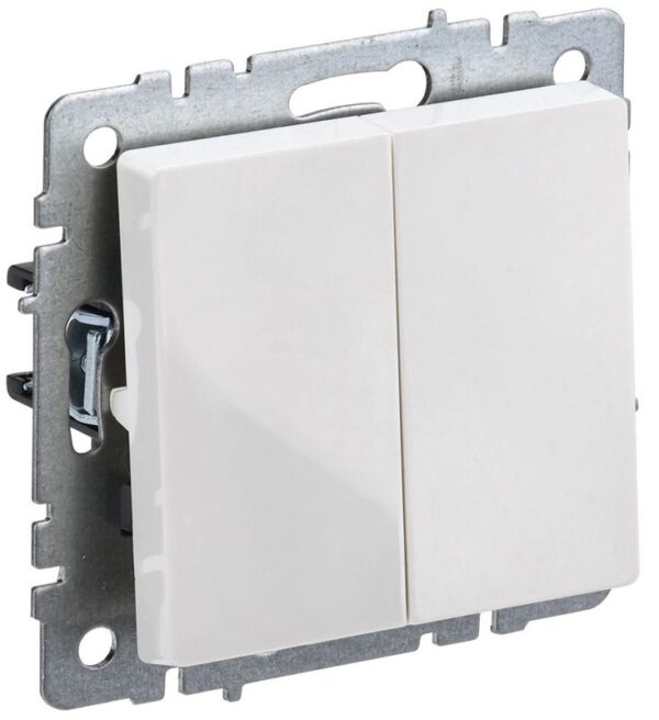 Выключатель 2-кл. СП BRITE ВС10-2-0-БрБ 10А механизм бел. IEK BR-V20-0-10-K01 (1617267)