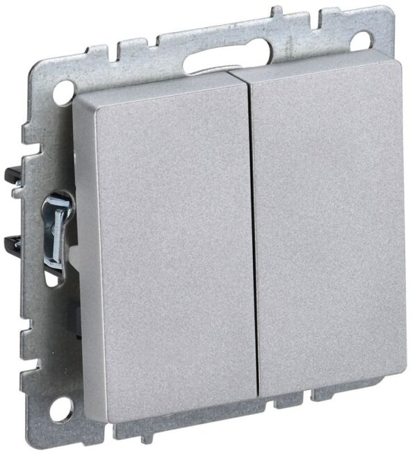 Выключатель 2-кл. СП BRITE ВС10-2-0-БрА 10А механизм алюм. IEK BR-V20-0-10-K47 (1617266)