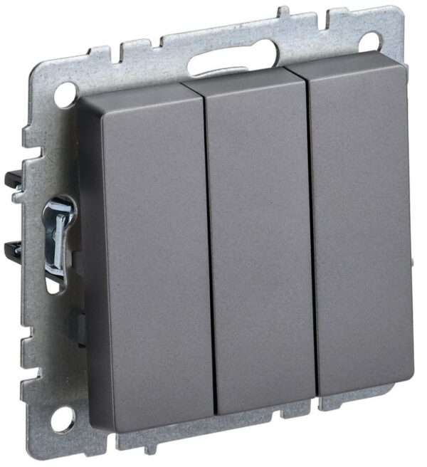 Выключатель 3-кл. СП BRITE ВС10-3-0-БрС 10А механизм сталь IEK BR-V30-0-10-K46 (1617291)