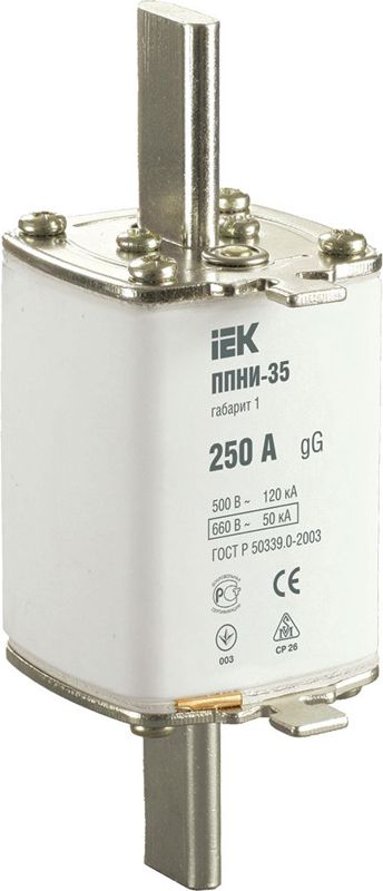 Вставка плавкая ППНИ-35 250А габарит 1 IEK DPP30-250 (82359)