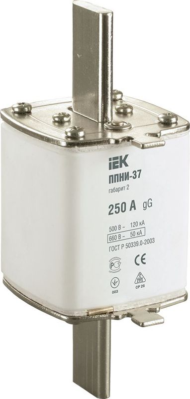 Вставка плавкая ППНИ-37 250А габарит 2 IEK DPP40-250 (82361)