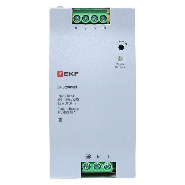 Блок питания на DIN-рейку 240Вт Uвх ~ 220В AC Uвых - 24В DC постоянного тока EKF DR-E-240W-24 (1788772)
