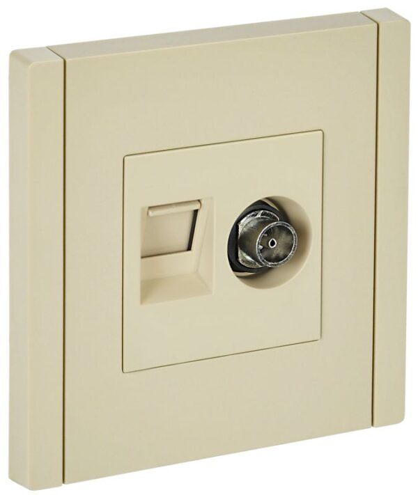 Розетка 2-м TV+RJ45 кат.5E FORTE&PIANO FP436 ваниль IEK FP-AK20-1-K10 (1853277)