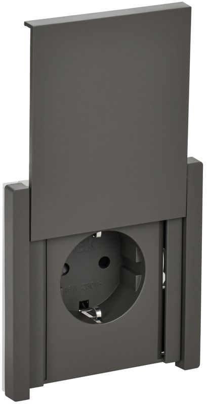Розетка СП FORTE&PIANO16А IP44 FP319 с заземл. защ. шторки с крышкой безвинт. крепл. сер. IEK FP-R16-16-1-44-K03 (1876817)