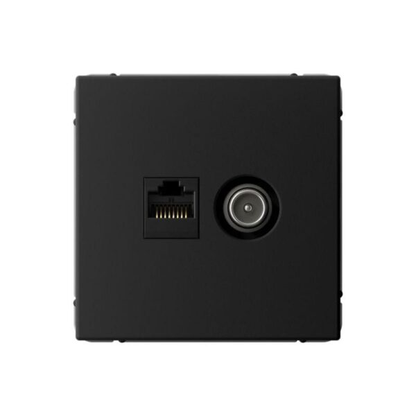 Розетка компьютерная + телевизионная 2-м ArtGallery RJ45 + TV кат.5E карбон SE GAL001089 (1823498)