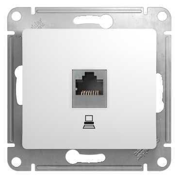 Розетка компьютерная 1-м СП Glossa RJ45 кат.5E механизм бел. SE GSL000181K (275166)