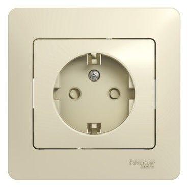 Розетка 1-м СП Glossa 16А IP20 с заземл. защ. шторки в сборе беж. SE GSL000244 (275206)
