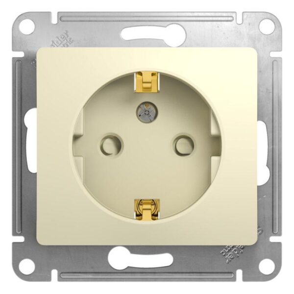 Розетка 1-м СП Glossa 16А IP20 с заземл. защ. шторки механизм беж. SE GSL000245 (275208)