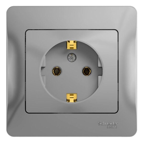 Розетка 1-м СП Glossa 16А IP20 с заземл. в сборе алюм. SE GSL000342 (1063746)