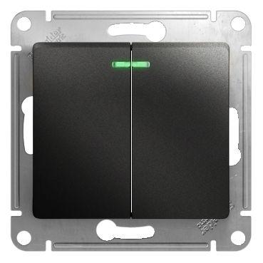 Выключатель 2-кл. СП Glossa 10А IP20 (сх. 5а) 10AX с подсветкой механизм антрацит SE GSL000753 (400319)