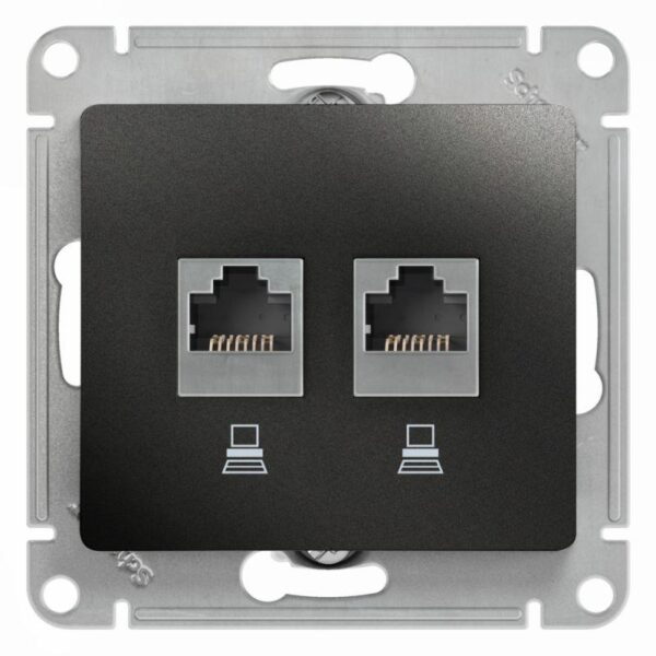 Розетка компьютерная 2-м Glossa RJ45 кат.5E механизм антрацит SE GSL000785KK (463572)