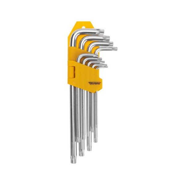 Набор ключей имбусовых Tamper-Torx 9шт ТТ10-ТТ50 закаленные удлиненные никель Kranz KR-12-5221 (1788649)