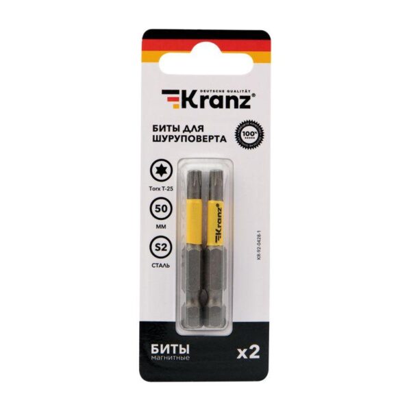Бита для шуруповерта Torx T25х50мм (уп.2шт) Kranz KR-92-0428-1 (1604631)