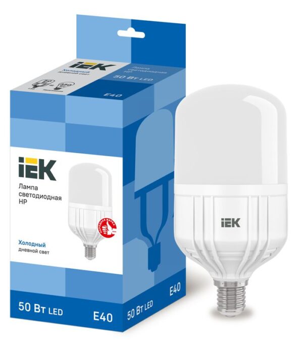 Лампа светодиодная HP 50Вт 230В 6500К E40 IEK LLE-HP-50-230-65-E40 (479691)
