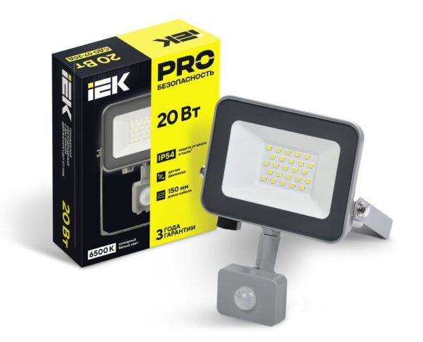 Прожектор светодиодный СДО 07-20Д 20Вт 6500К IP54 с датчиком движ. сер. IEK LPDO702-20-K03 (444215)