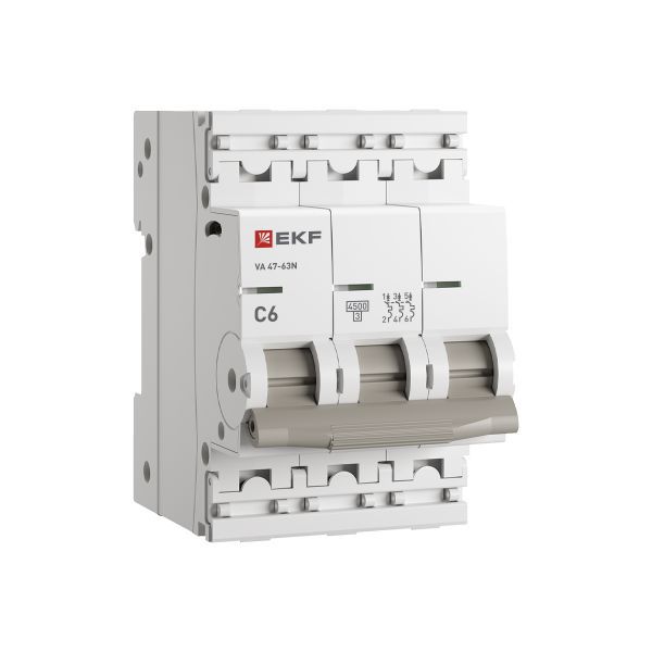 Выключатель автоматический модульный 3п C 6А 4.5кА ВА 47-63N PROxima EKF M634306C (1845984)