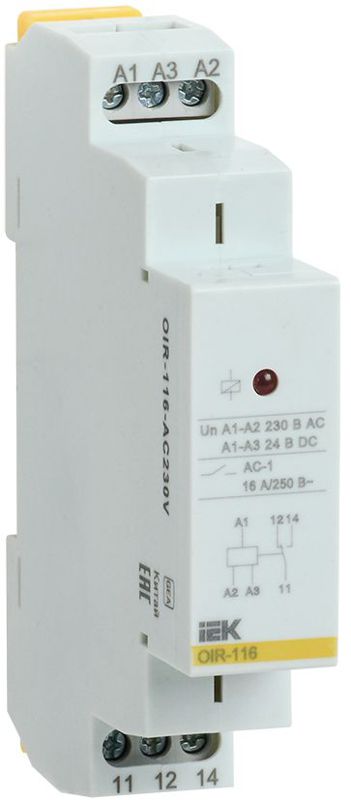 Реле промежуточное OIR 1 конт. (16А) 230В AC IEK OIR-116-AC230V (463886)