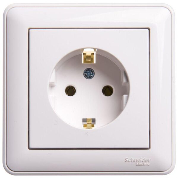 Розетка 1-м СП W59 16А IP20 с заземл. без защ. шторок бел. SE RS16-154-18 (1193363)