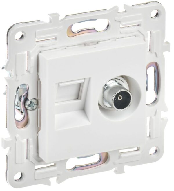 Розетка двойная TV+RJ45 кат.5E SKANDY SK-A14W арктич. бел. IEK SK-AK20-1-K01 (1835932)