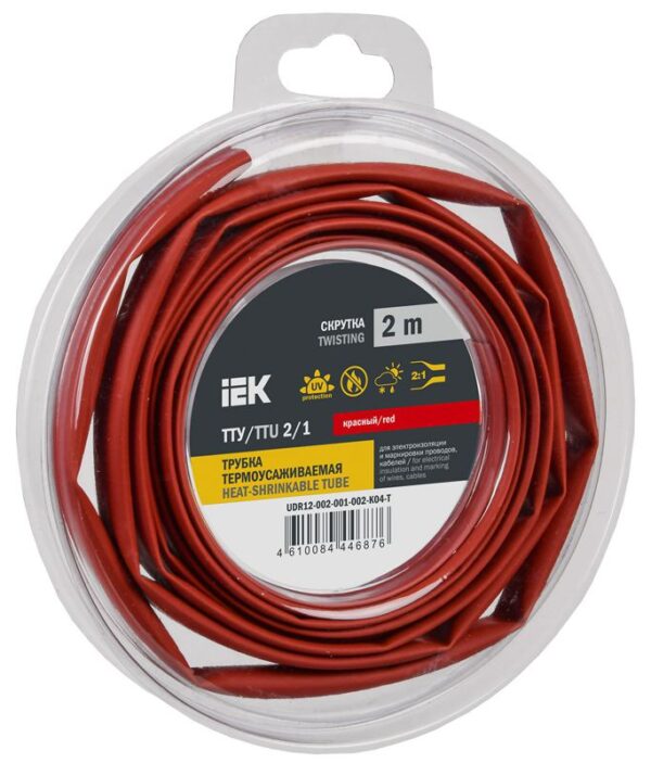 Трубка термоусадочная ТТУ нг-LS 2/1 красн. (уп.2м) IEK UDR12-002-001-002-K04-T (1777066)