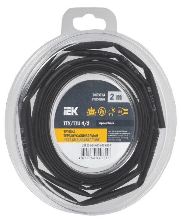 Трубка термоусадочная ТТУ нг-LS 4/2 черн. (уп.2м) IEK UDR12-004-002-002-K02-T (1777079)