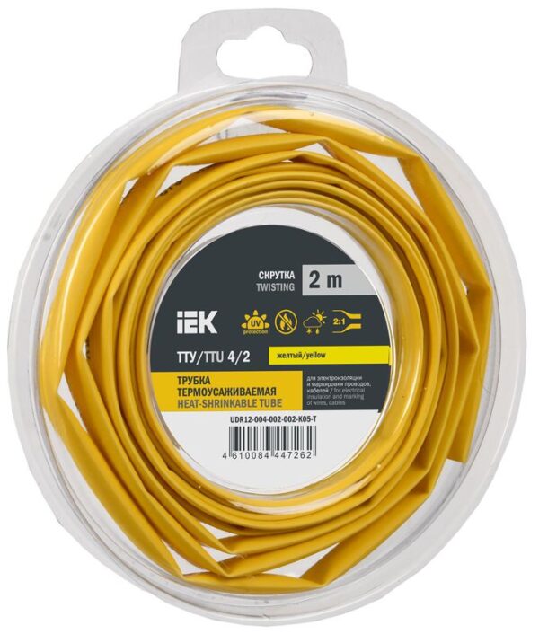 Трубка термоусадочная ТТУ нг-LS 4/2 желт. (уп.2м) IEK UDR12-004-002-002-K05-T (1777081)