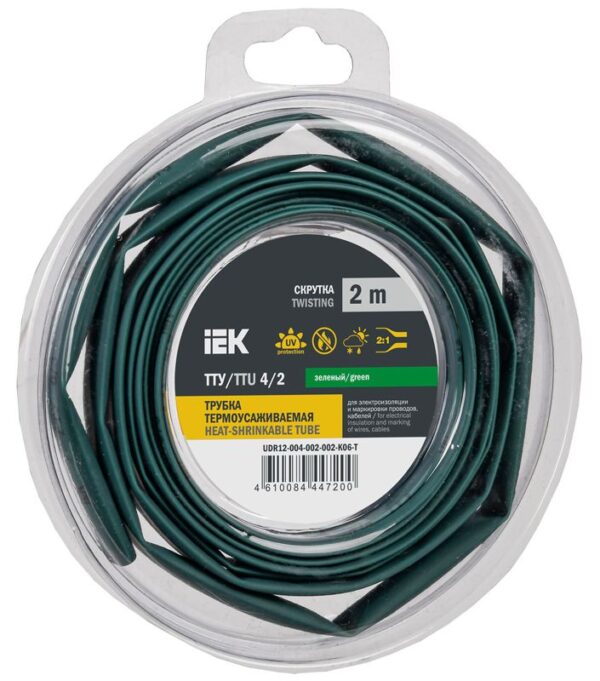 Трубка термоусадочная ТТУ нг-LS 4/2 зел. (уп.2м) IEK UDR12-004-002-002-K06-T (1777082)