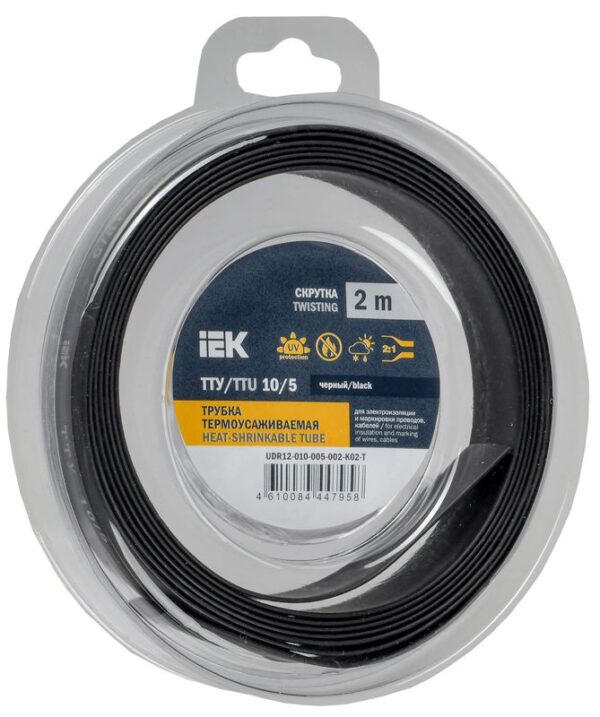 Трубка термоусадочная ТТУ нг-LS 10/5 черн. (уп.2м) IEK UDR12-010-005-002-K02-T (1777107)